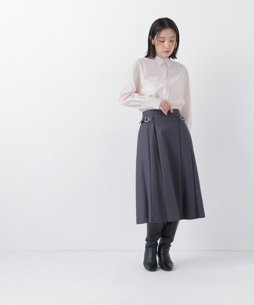 NATURAL BEAUTY BASIC(ナチュラルビューティーベーシック)の「<CanCam.jp掲載>サイドベルトプリーツスカート(スカート・レディース・チャコールグレー/キャメル・MEDIUM/SMALL)」の10枚目の写真