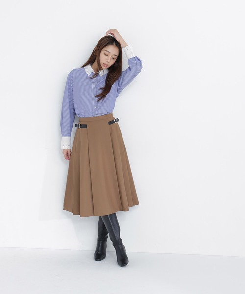 NATURAL BEAUTY BASIC(ナチュラルビューティーベーシック)の「<CanCam.jp掲載>サイドベルトプリーツスカート(スカート・レディース・チャコールグレー/キャメル・MEDIUM/SMALL)」の12枚目の写真