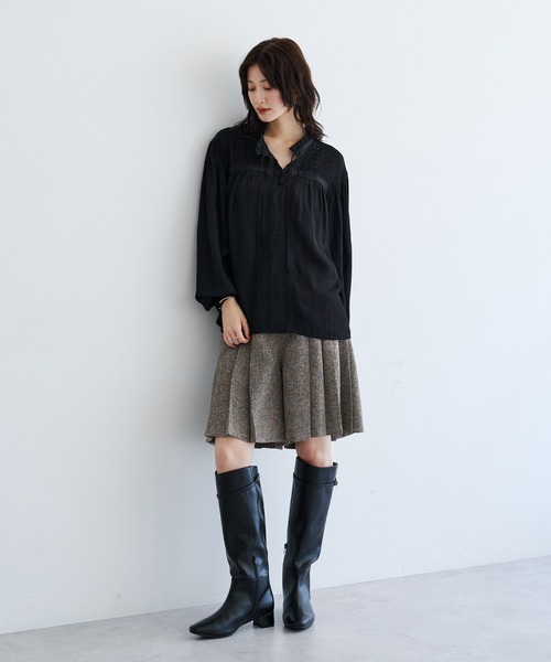 YECCA VECCA（イェッカヴェッカ）の「プリーツMIXキュロットパンツ（その他パンツ・レディース・ブラウン/ブラック・FREE）」の4枚目の写真