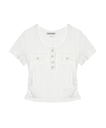 HENLEY NECK BUTTON TOP_WHITE