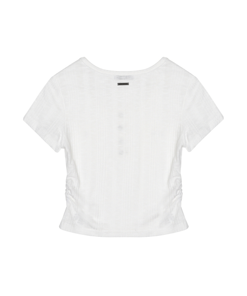 NICK&NICOLE(ニックアンドニコール)の「HENLEY NECK BUTTON TOP_WHITE(Tシャツ/カットソー・レディース・その他・FREE)」の2枚目の写真