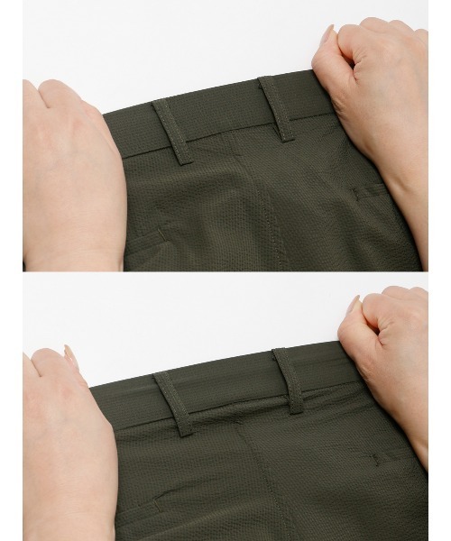 FLAT(フラット)の「FLAT/タックテーパードパンツ/ウォッシャブル/ストレッチ/ドライシアサッカー/無地/裾上げ済み(スラックス・メンズ・カーキ・S/M/L)」の8枚目の写真