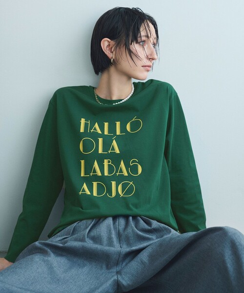 ANY(エニィ)の「ロングスリーブロゴTシャツ(Tシャツ/カットソー・レディース・ダークグリーン系/ベージュ系/ダークブラウン系/ホワイト系・X-LARGE)」の4枚目の写真