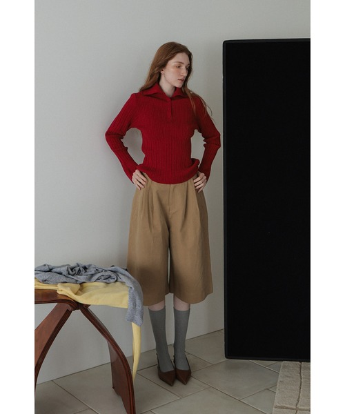 tento(テント)の「Wide-Leg Chino Shorts(チノパンツ・レディース・ブラウン/ベージュ/ブラック・36/38)」の9枚目の写真