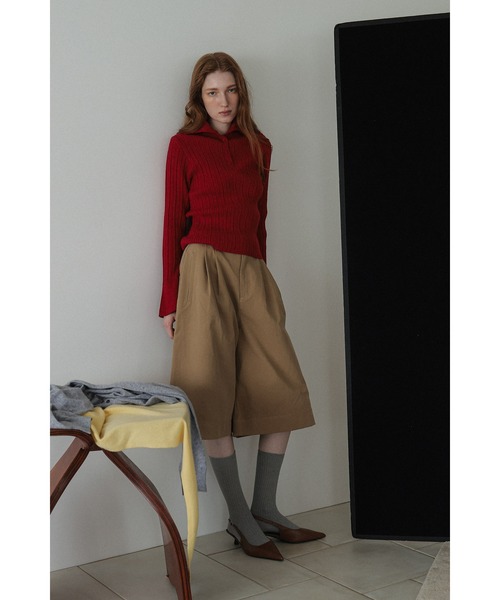 tento(テント)の「Wide-Leg Chino Shorts(チノパンツ・レディース・ブラウン/ベージュ/ブラック・36/38)」の10枚目の写真