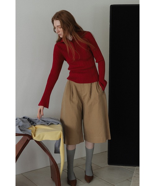 tento(テント)の「Wide-Leg Chino Shorts(チノパンツ・レディース・ブラウン/ベージュ/ブラック・36/38)」の8枚目の写真