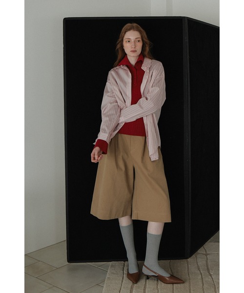 tento(テント)の「Wide-Leg Chino Shorts(チノパンツ・レディース・ブラウン/ベージュ/ブラック・36/38)」の6枚目の写真