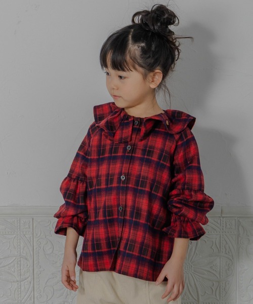 MAKE YOUR DAY(メイクユアデイ)の「ビッグフリルカラーブラウス■80~140cm(シャツ/ブラウス・キッズ・レッド/オフホワイト・120/130/140/110/80/100/90)」の13枚目の写真