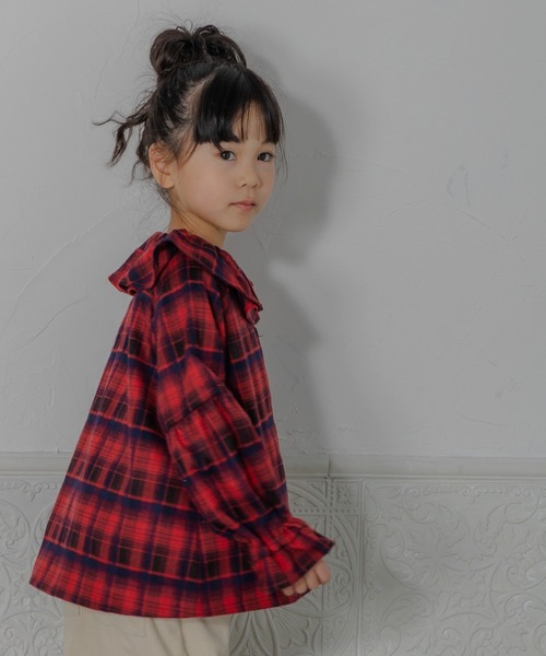 MAKE YOUR DAY(メイクユアデイ)の「ビッグフリルカラーブラウス■80~140cm(シャツ/ブラウス・キッズ・レッド/オフホワイト・120/130/140/110/80/100/90)」の14枚目の写真