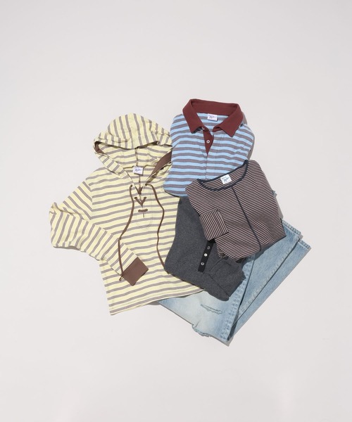 Robert P.Miller（ロバート ピー ミラー）の「[WEB限定]【Robert P.Miller】Prib Henley hoodie（Tシャツ/カットソー・レディース・ダークグレー/ブラウン系その他/イエロー・FREE）」の4枚目の写真