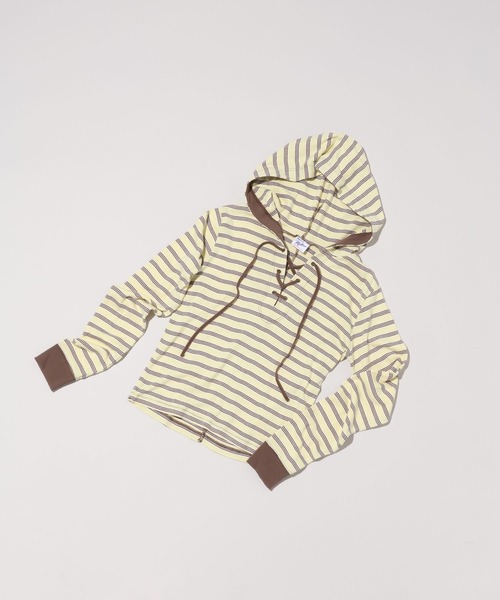 Robert P.Miller（ロバート ピー ミラー）の「[WEB限定]【Robert P.Miller】Prib Henley hoodie（Tシャツ/カットソー・レディース・ダークグレー/ブラウン系その他/イエロー・FREE）」の5枚目の写真