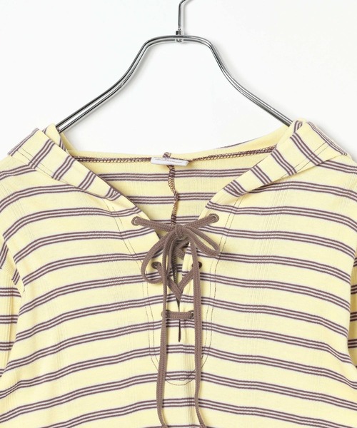 Robert P.Miller（ロバート ピー ミラー）の「[WEB限定]【Robert P.Miller】Prib Henley hoodie（Tシャツ/カットソー・レディース・ダークグレー/ブラウン系その他/イエロー・FREE）」の8枚目の写真