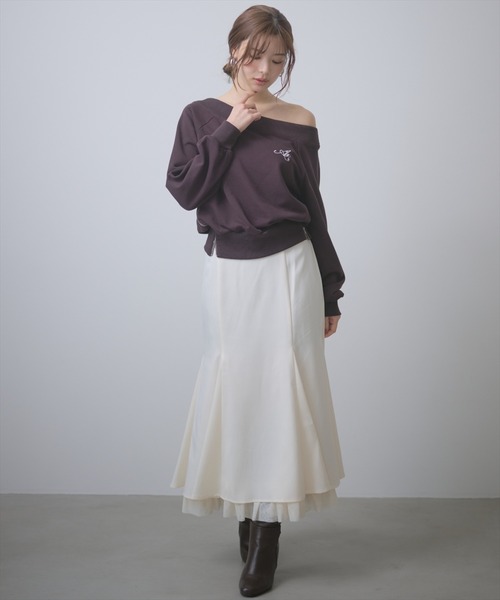 AND COUTURE(アンドクチュール)の「裾チュールバックレースアップマーメイドスカート(スカート・レディース・アイボリー/ブラウン/ネイビー・SMALL/MEDIUM)」の6枚目の写真