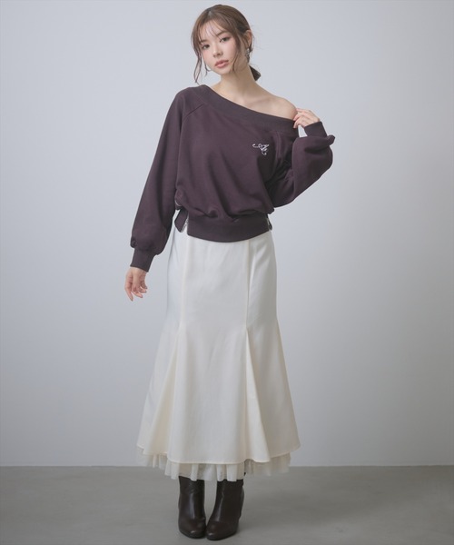 AND COUTURE(アンドクチュール)の「裾チュールバックレースアップマーメイドスカート(スカート・レディース・アイボリー/ブラウン/ネイビー・SMALL/MEDIUM)」の7枚目の写真