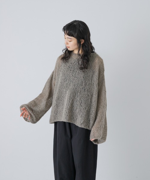 かぐれ(カグレ)の「ペルーアルパカルーズニット(ニット/セーター・レディース・チャコールグレー/グレー系その他・FREE)」の2枚目の写真