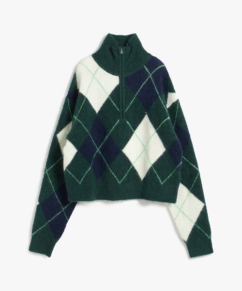 tommy jeans(トミー ジーンズ)の「アーガイルチェックジップセーター(ニット/セーター・レディース・グリーン系/パープル系その他3・MEDIUM/X-SMALL/SMALL)」の5枚目の写真