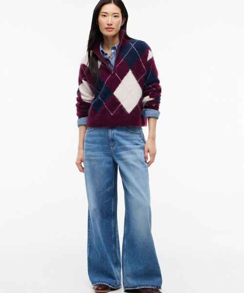 tommy jeans(トミー ジーンズ)の「アーガイルチェックジップセーター(ニット/セーター・レディース・グリーン系/パープル系その他3・MEDIUM/X-SMALL/SMALL)」の6枚目の写真