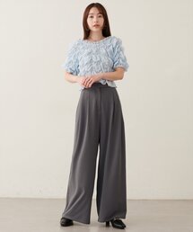 〈canami〉金釦カットジョーゼットタックワイドパンツ