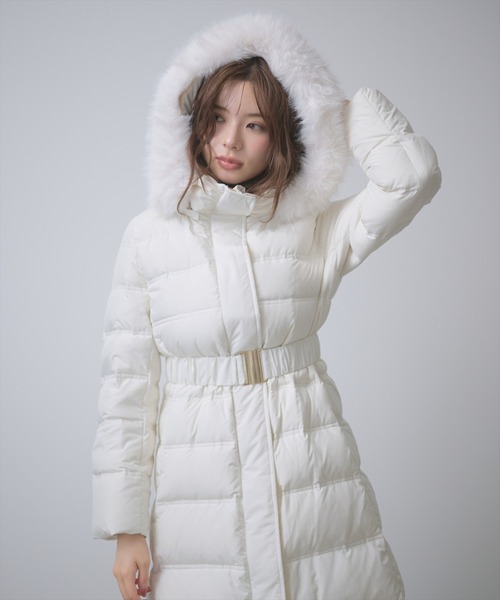 AND COUTURE(アンドクチュール)の「ベルト付きロングダウンコート(ダウンジャケット/コート・レディース・ブラック/ベージュ/アイボリー・LARGE/MEDIUM)」の14枚目の写真