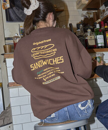 限定展開 LANDER SANDWICHES×FREAK'S STORE/ランダー 別注 ビッグシルエット バックプリント クルーネックスウェット