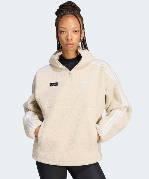 adidas(アディダス)の「adidas/アディダス ADIDAS×JENNIE ORI HOODED FLE JKT フリース パーカー ジャケット スウェット トレーナー ハーフジップ ニット ネームプレート スポーツ カジュアル 2026年秋冬 秋服 冬服(ブルゾン・レディース・ブラック/ベージュ・S/M/L)」の12枚目の写真