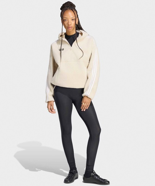 adidas(アディダス)の「adidas/アディダス ADIDAS×JENNIE ORI HOODED FLE JKT フリース パーカー ジャケット スウェット トレーナー ハーフジップ ニット ネームプレート スポーツ カジュアル 2026年秋冬 秋服 冬服(ブルゾン・レディース・ブラック/ベージュ・S/M/L)」の8枚目の写真