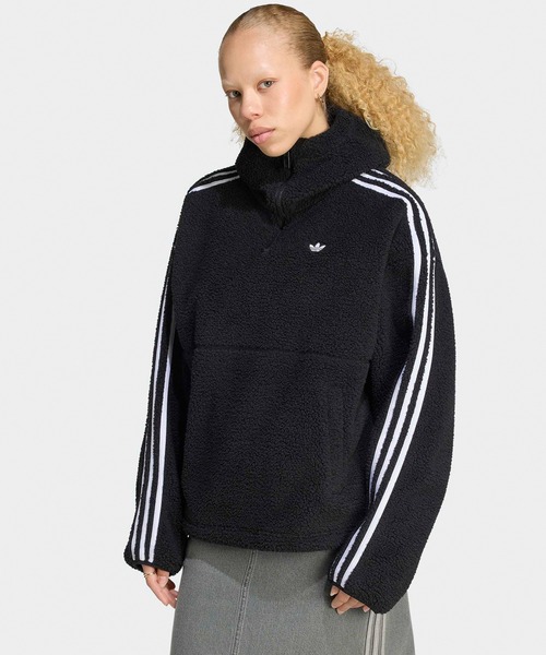 adidas(アディダス)の「adidas/アディダス ADIDAS×JENNIE ORI HOODED FLE JKT フリース パーカー ジャケット スウェット トレーナー ハーフジップ ニット ネームプレート スポーツ カジュアル 2026年秋冬 秋服 冬服(ブルゾン・レディース・ブラック/ベージュ・S/M/L)」の7枚目の写真