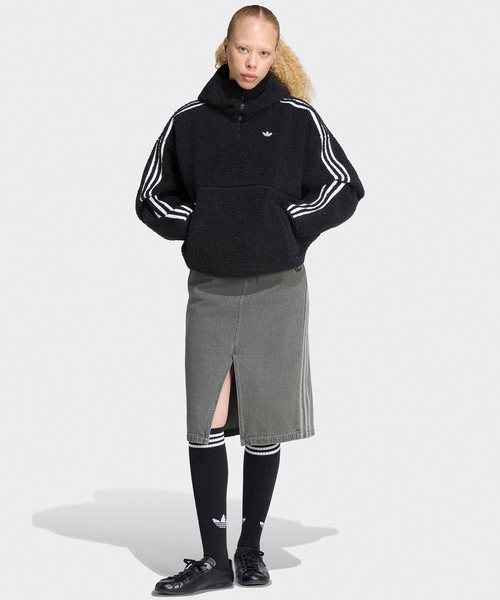 adidas(アディダス)の「adidas/アディダス ADIDAS×JENNIE ORI HOODED FLE JKT フリース パーカー ジャケット スウェット トレーナー ハーフジップ ニット ネームプレート スポーツ カジュアル 2026年秋冬 秋服 冬服(ブルゾン・レディース・ブラック/ベージュ・S/M/L)」の3枚目の写真