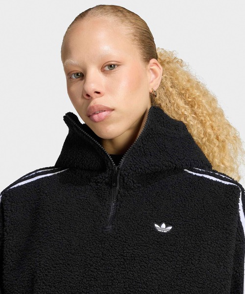 adidas(アディダス)の「adidas/アディダス ADIDAS×JENNIE ORI HOODED FLE JKT フリース パーカー ジャケット スウェット トレーナー ハーフジップ ニット ネームプレート スポーツ カジュアル 2026年秋冬 秋服 冬服(ブルゾン・レディース・ブラック/ベージュ・S/M/L)」の5枚目の写真