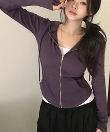 コンパクトスリムフィット ジップアップパーカー