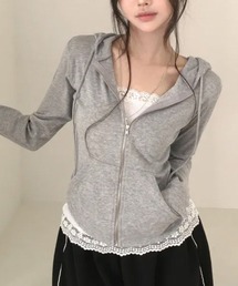 コンパクトスリムフィット ジップアップパーカー