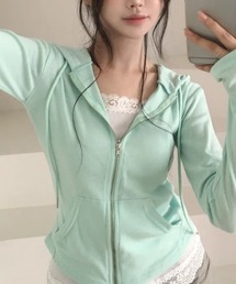 コンパクトスリムフィット ジップアップパーカー