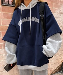 CHALKBOX レイヤード風ドッキング 裏起毛プルパーカー