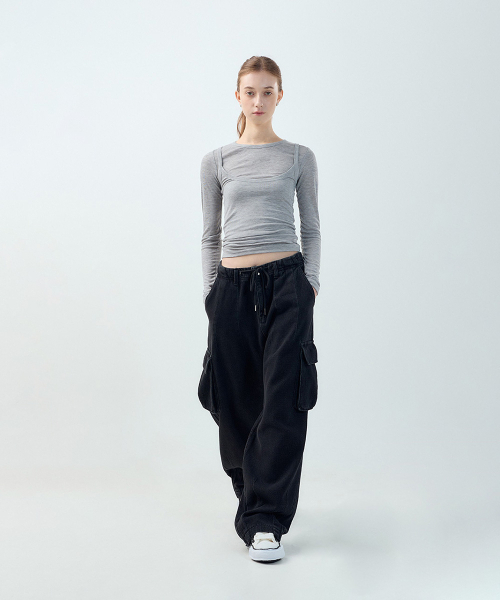 FORTYFOUR（フォーティフォー）の「[W] アーバンストリングワイドデニム（デニムパンツ・レディース・ライトブルー/ブラック×ブルー・MEDIUM/LARGE）」の4枚目の写真