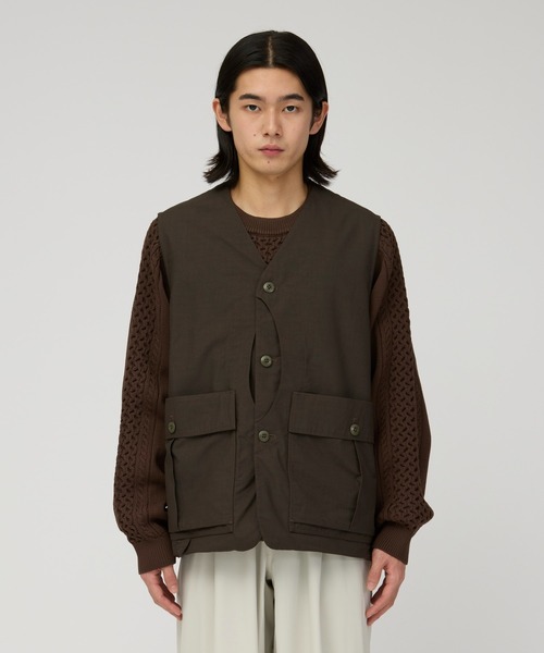 Snow Peak(スノーピーク)の「Snow Peak / Hybrid TAKIBI Vest ハイブリッドタキビベスト(ベスト・メンズ・ブラック/ブラウン・M/L)」の2枚目の写真