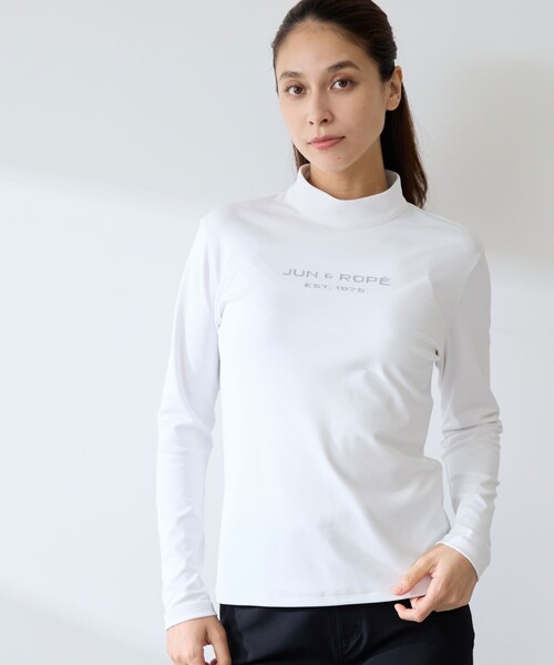 JUN&ROPE'（ジュンアンドロペ）の「ココティーベアスムース ロゴ使いモックプルオーバー/UV・吸水・接触冷感（Tシャツ/カットソー・レディース・ホワイト/ブラック/グリーン・S/M/L）」の2枚目の写真