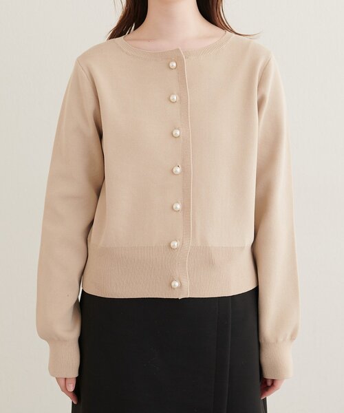 natural couture（ナチュラルクチュール）の「パール釦総針カーデ（カーディガン/ボレロ・レディース・サックスブルー/ライトベージュ/グレー/チャコールグレー/ブラウン・FREE）」の22枚目の写真
