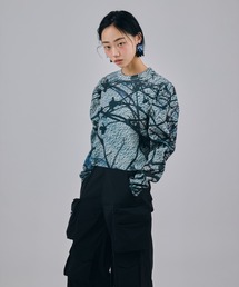 NON TOKYO/ノントーキョー/PRINT RIB PUFF SLEEVE C/SプリントリブパフスリーブC/S