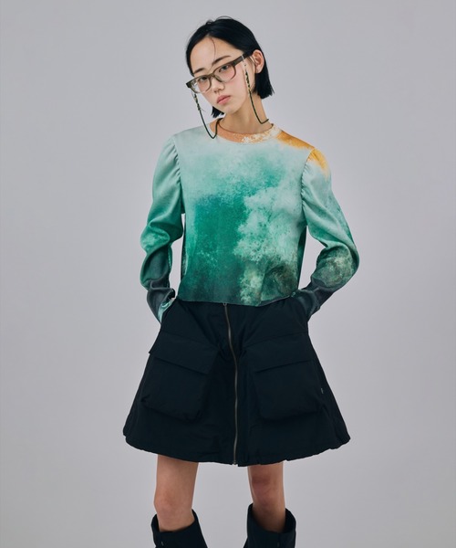 NON TOKYO(ノントーキョー)の「NON TOKYO/ノントーキョー/PRINT RIB PUFF SLEEVE C/SプリントリブパフスリーブC/S(Tシャツ/カットソー・レディース・その他3/その他1・F)」の1枚目の写真