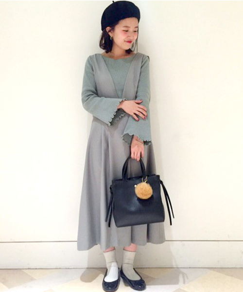 archives（アルシーヴ）の「袖フレアリブプルオーバー（ニット/セーター・レディース・モカ/グリーン/オフホワイト/グレー・MEDIUM）」の14枚目の写真