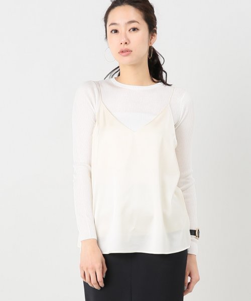 FIGARO Paris(フィガロパリ)の「シルクサテン キャミソール◆(キャミソール・レディース・ブラック/ホワイト×ホワイト・FREE)」の2枚目の写真