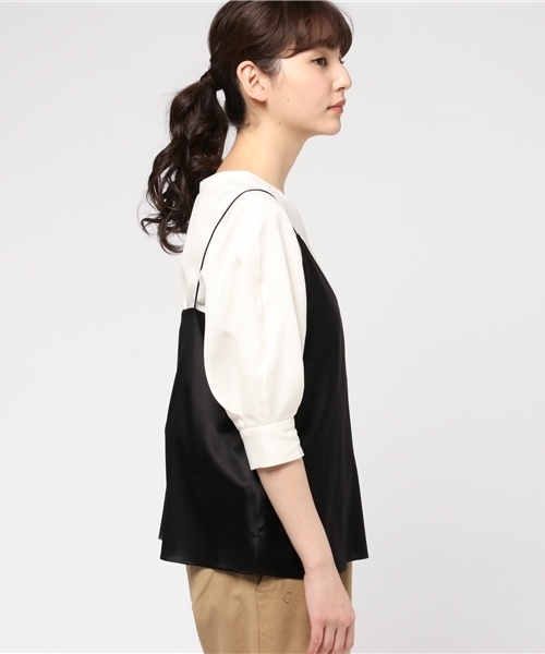 FIGARO Paris(フィガロパリ)の「シルクサテン キャミソール◆(キャミソール・レディース・ブラック/ホワイト×ホワイト・FREE)」の11枚目の写真