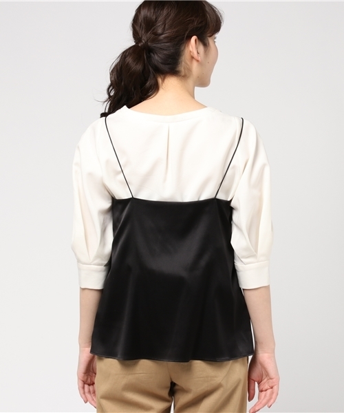 FIGARO Paris(フィガロパリ)の「シルクサテン キャミソール◆(キャミソール・レディース・ブラック/ホワイト×ホワイト・FREE)」の12枚目の写真