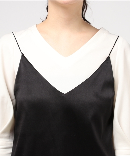 FIGARO Paris(フィガロパリ)の「シルクサテン キャミソール◆(キャミソール・レディース・ブラック/ホワイト×ホワイト・FREE)」の13枚目の写真