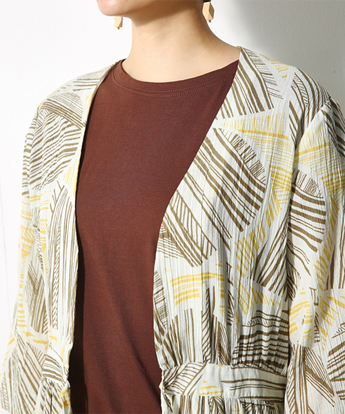 AZUL by moussy(アズールバイマウジー)の「リーフストライプ柄七分袖ガウン(その他アウター・レディース・イエロー系その他/グリーン系その他・SMALL/MEDIUM)」の17枚目の写真