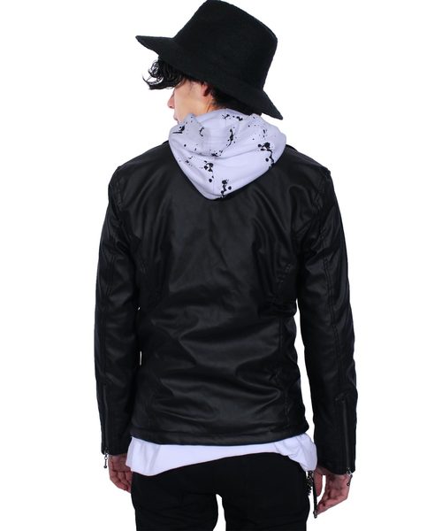 ８(eight)（エイト）の「ダブル ライダースジャケット レザージャケット（ライダースジャケット・メンズ・ブラック・MEDIUM/LARGE/X-LARGE）」の4枚目の写真