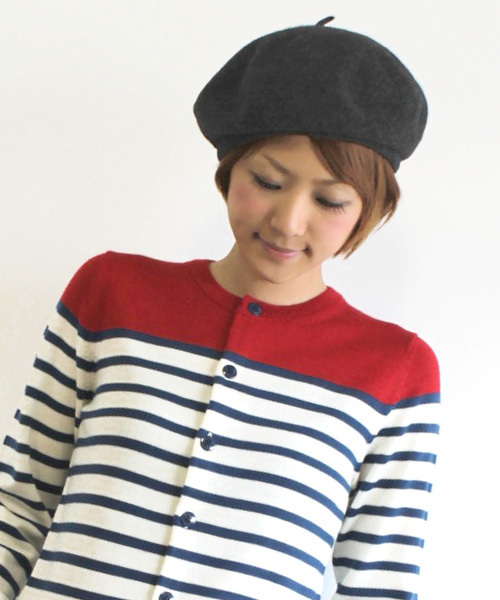 BEAMS BOY（ビームスボーイ）の「BEAMS BOY / ウールベレー12FW（ハンチング/ベレー帽・レディース・チャコールグレー/ベージュ/ワイン/ネイビー・ONE SIZE）」の2枚目の写真