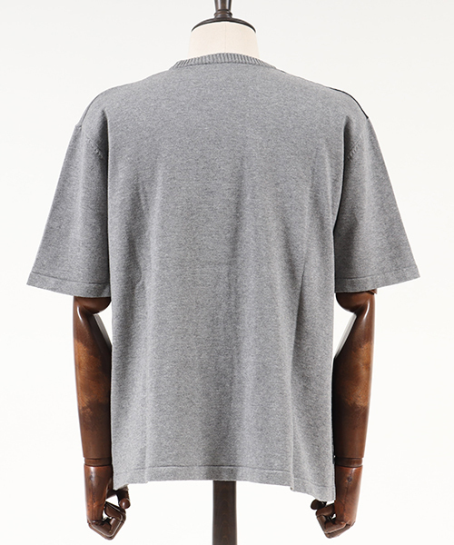 CAMBIO（カンビオ）の「mn1679-Switch Knit Short Sleeve Pullover　プルオーバー（ニット/セーター・メンズ・グレー/ネイビー・L/M/S）」の5枚目の写真