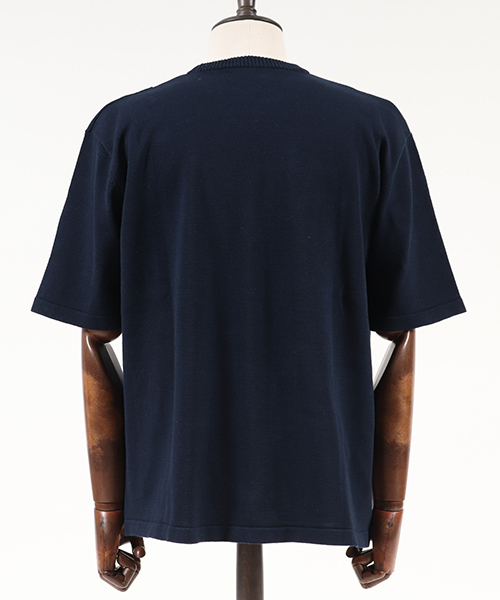 CAMBIO（カンビオ）の「mn1679-Switch Knit Short Sleeve Pullover　プルオーバー（ニット/セーター・メンズ・グレー/ネイビー・L/M/S）」の3枚目の写真