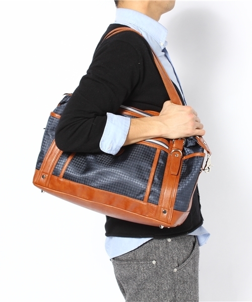 MEN'S BIGI(メンズビギ)の「シャドーチドリ柄/2WAYボストン MEN'S BIGI(メンズビギ)の「シャドーチドリ柄/2WAYボストン